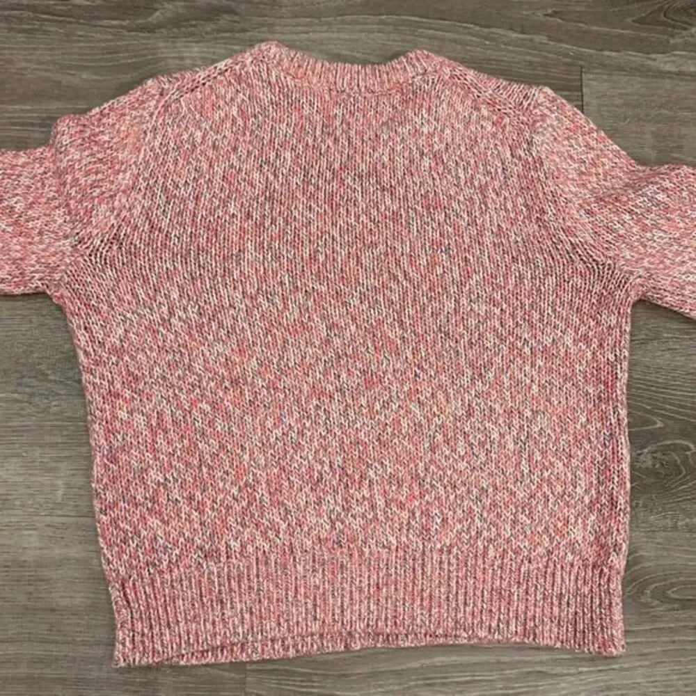 J.CREW COLLECTION $178‎ Pink Marled Crew Neck Cotton Sweater Large